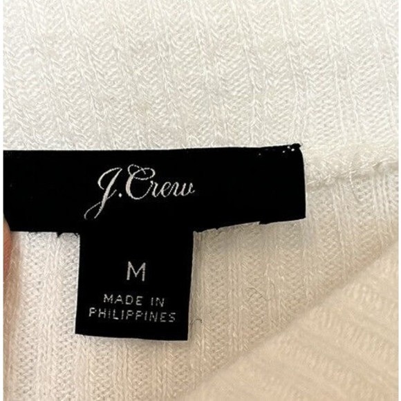 J Crew White Gold Button Detail Mock Neck Ribbed Long Sleeve Top Size Me… - Picture 4 of 8
